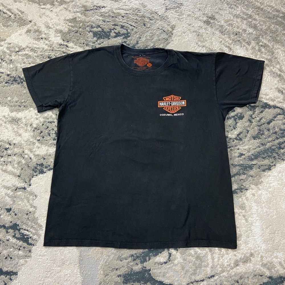 Harley-Davidson Vintage Y2K Cozumel Mexico T Shirt Sz L Black Graphic